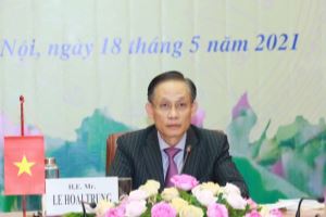 越南通过视频会议向柬埔寨人民党通报越共十三大结果