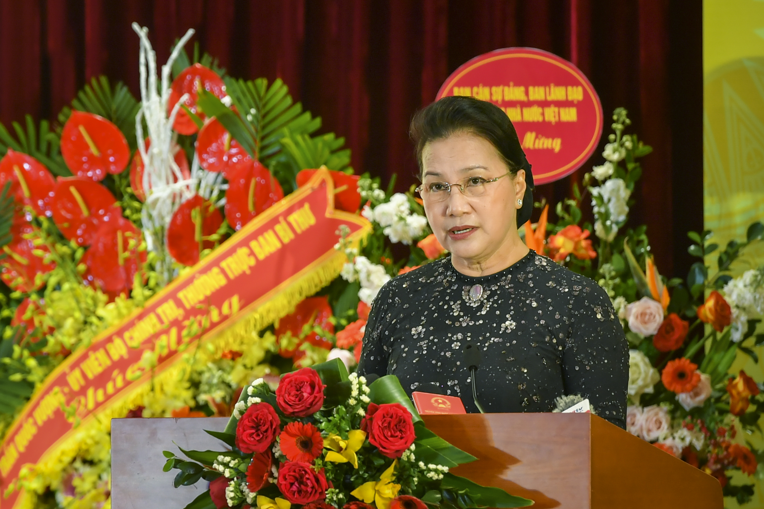 越南国会主席阮氏金银在会上发表讲话