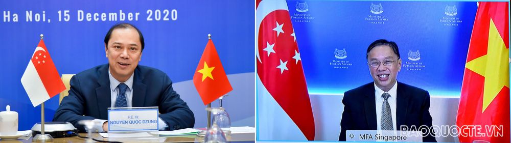 阮国勇副部长与池伟强常务秘书共同主持召开越南与新加坡第13次政治磋商
            （图：国际报）