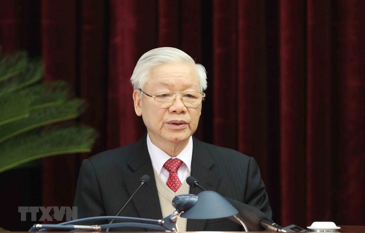 越共中央总书记、国家主席阮富仲在会上发表讲话（图源：越通社）