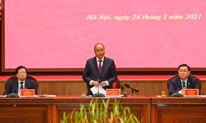 阮春福总理在会上发表讲话