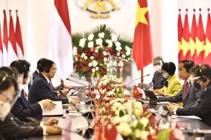 越南政府总理范明正与印尼总统佐科·维多多举行双边会晤