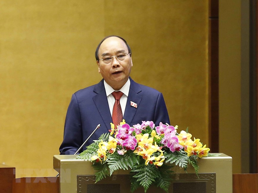 新任国家主席阮春福在宣誓仪式上致辞