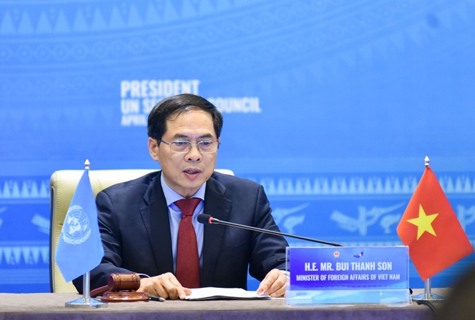 越南外交部长裴青山在会上致辞