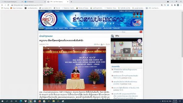 老挝国家通讯社（KPL）报道越南国会换届选举盛况（图：越通社）