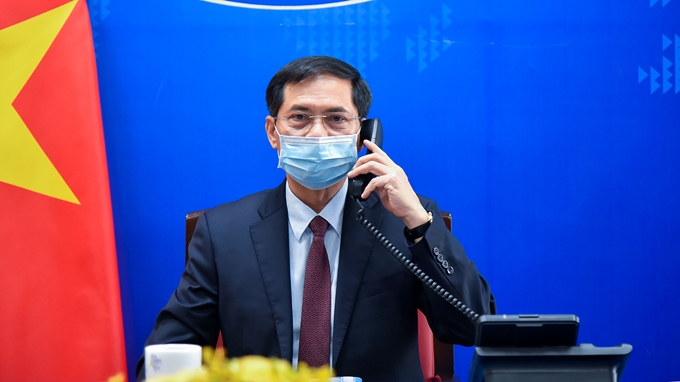 越南外交部部长裴青山与德国外交部部长海科·马斯通电话