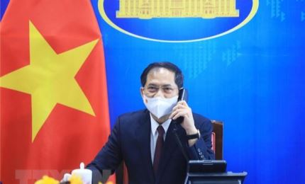 越南外交部长裴青山与美国国务卿安东尼·布林肯通电话