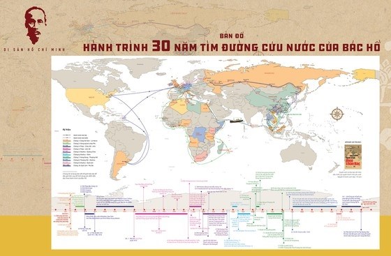 《胡伯伯出国寻找救国之路30周年行程地图》亮相（图：因特网）